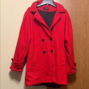 Miss New YorkerElegant Red Double-Breasted Pea Coat